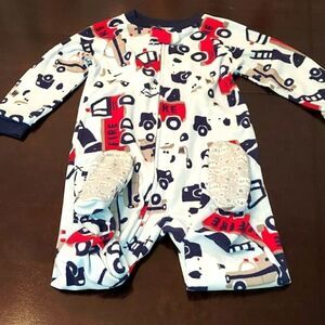 Carter's Blue Fire Truck Footed Pajamas 24M